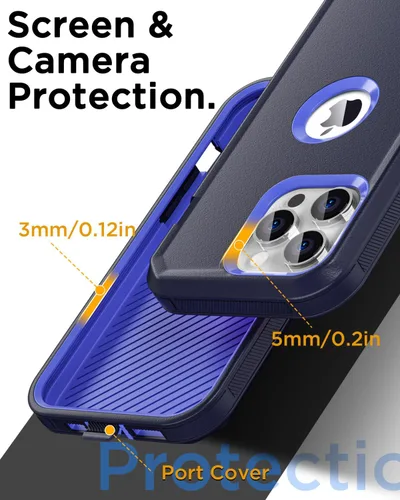 Vista 6 de AICase Funda para iPhone 12/iPhone 12 Pro, resistente protección contra caídas, cuerpo completo, resistente, a prueba de golpes, militar