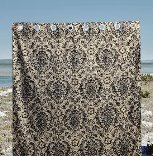 Vista 8 de always4u Cortinas de Terciopelo Acanalado Negro y Dorado con Estampado de Damasco en Lámina 100% Opacas de 84 Pulgadas de Largo, Cortinas de 2