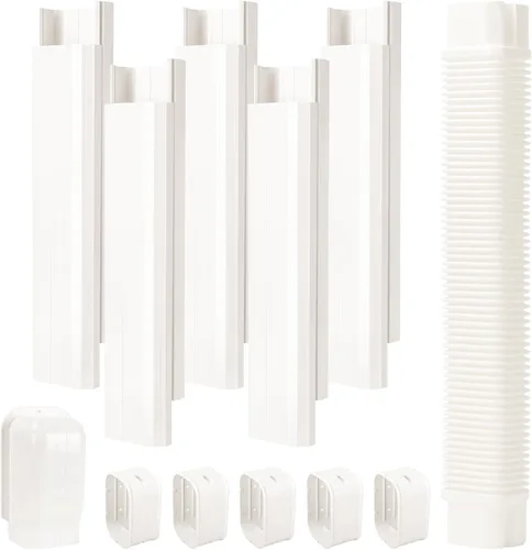 Vista 10 de 3" 7.5 ft Mini Split Line Set Cover, AC Lineset Cover Kit para Unidad Exterior Decorative PVC Paintable Line Cover Kit for Mini Split Air