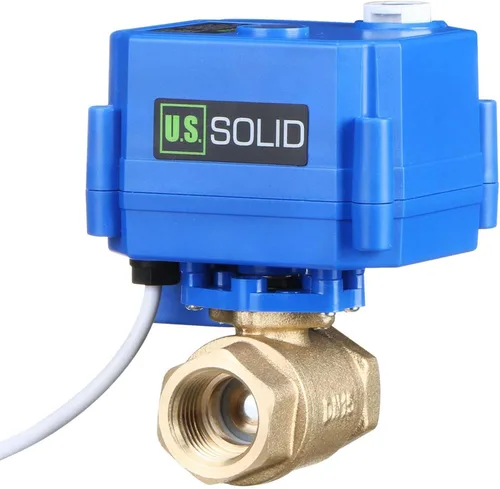 Vista 5 de Válvula de bola motorizada de 1/2 pulgada U.S. Solid Brass 9-24V AC/DC de 3 cables con cierre automático de puerto completo con anulación manual