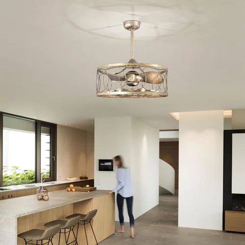 Vista 3 de Warehouse of Tiffany Aglae - Lámpara de araña de 25 pulgadas con acabado plateado antiguo, estilo moderno y contemporáneo con control remoto, grande