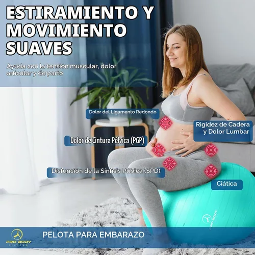 Vista 2 de ProBody Pilates Pregnancy Ball with Guide - Birthing Ball Aguamarina