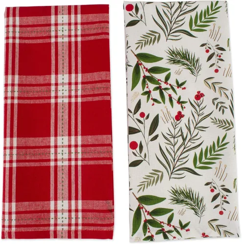 Vista 6 de DII Juego de toallas de cocina navideñas, paños de cocina florales para hornear, limpiar, entretenimiento y cocinar, 18 x 28 pulgadas, ramas