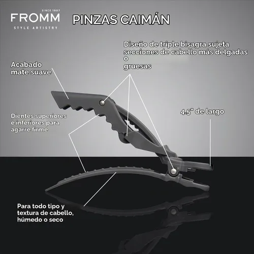 Vista 2 de Fromm F5012 Gator Clips Negro Paquete de 4