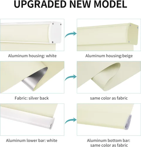Vista 4 de MYshade Persianas enrollables opacas sin cordón, con funda de cenefa, oscurecimiento de habitación para el hogar, oficina, baño, puerta francesa