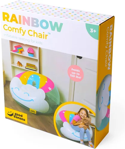 Vista 2 de Rainbow Comfy Chair - Silla inflable, muebles para niños, salas de recreación, dormitorios, fiestas