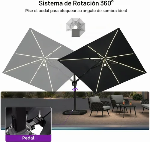 Vista 555 de PURPLE LEAF Paraguas al aire libre con base 8' x 8' protección solar verde Manzana Verde (Apple Green)