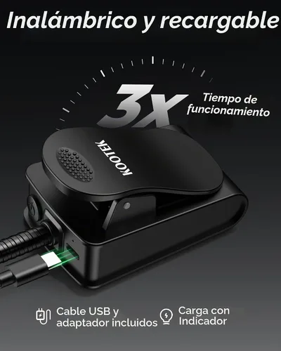 Vista 3 de Kootek Luz portátil de clip para atril, lámpara orquesta con 10 luces LED, cuello ajustable, luz de lectura recargable, luces USB para leer