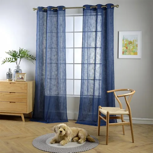 Vista 14 de Cortinas para sala de estar de 2 paneles (2 x 37 pulgadas de ancho), cortinas con textura de lino, con ojales, de la marca Miuco