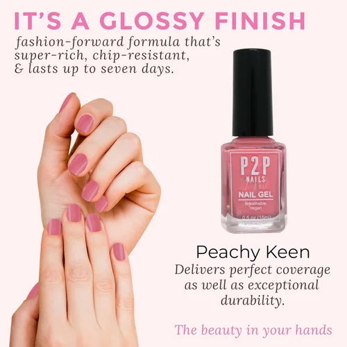 Vista 4 de P2P Nails Esmalte de uñas en gel vegano rosa – Esmalte de uñas de secado rápido – Gel de uñas de textura suave en colores vibrantes – Esmalte en gel
