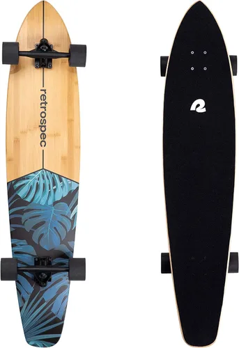 Vista 7 de Retrospec Zed Pintail & Cruiser Longboard Patineta para Adultos - Tabla de 112 cm de bambú y arce canadiense con rodamientos ABEC-7, ruedas