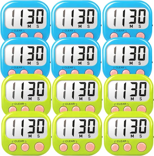 Vista 16 de Temporizadores de aula para profesores y niños, temporizador digital magnético grande, suministros para profesores, paquete de 2, azul y verde