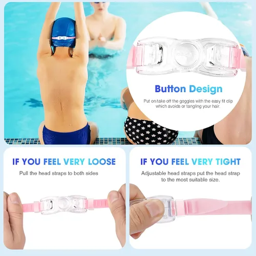 Vista 7 de MAMBAOUT Gafas de natación para niños de 6 a 12 años, paquete de 2 gafas sin marco para natación, antivaho, impermeables, para niños y niñas