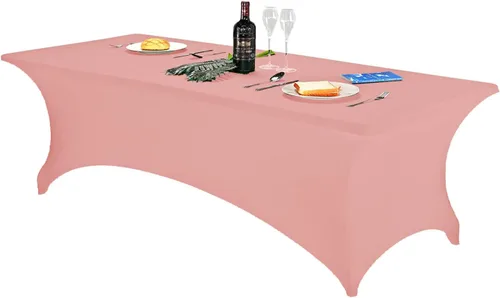 Vista 22 de FORLIFE - Funda de mesa de elastano, mantel ajustado de 4 pies para mesas rectangulares, funda elástica para patio, universal para bodas, banquetes