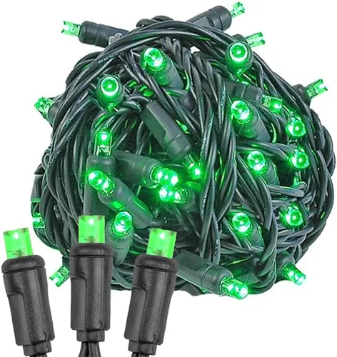 Vista 11 de Novelty Lights Guirnalda de luces navideñas de 11 pies, 50 bombillas LED rosas en cable negro, espacio de 2.5 pulgadas, iluminación conectable
