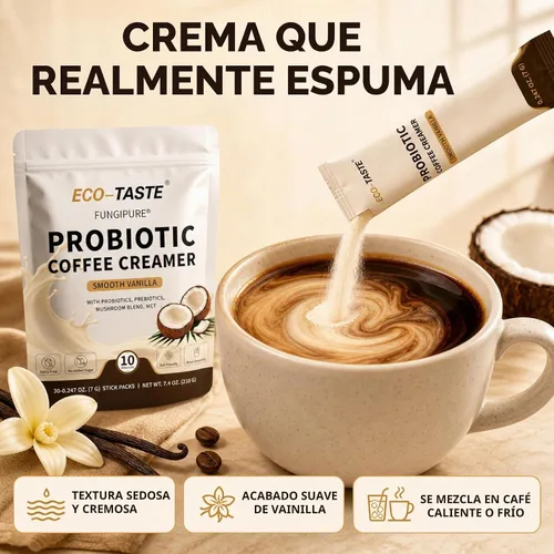Vista 4 de ECO-TASTE Crema probiótica para café, vainilla suave, 30 paquetes de barras