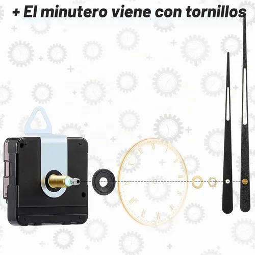 Vista 4 de Jadive 2 Piezas Mecanismo de Movimiento de Reloj de Eje Largo de Alto Torque con Manecillas de Reloj de Madera para Repuestos de Reemplazo DIY