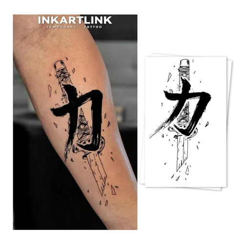 Vista 13 de INKARTLINK Tattoo Tech, 2 hojas de tatuaje semipermanente mediano, tatuajes temporales de diseño artístico para adultos, dura 1-2 semanas