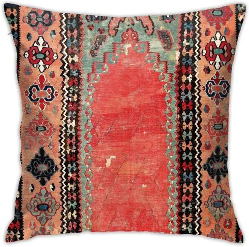 Vista 10 de Alfombra de seda persa antigua con estampado de 11 fundas de almohada de terciopelo suave, funda de cojín decorativa para decoración del hogar, sala