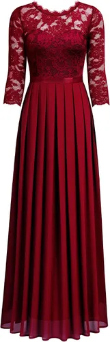 Vista 5 de Miusol Vestido largo formal de dama de honor con encaje floral y manga 34 para mujer