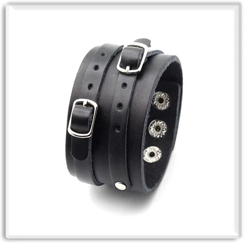 Vista 4 de Xusamss Pulsera ajustable Punk Rock Brazalete de cuero ancho