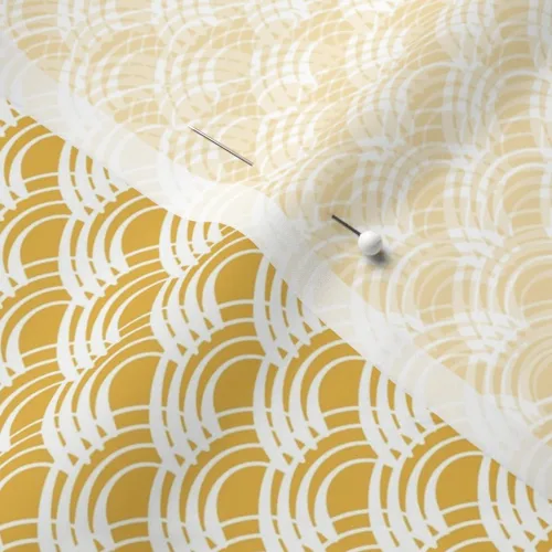 Vista 5 de Spoonflower Tela - Ondas mínimas geométricas doradas retro abstracto amarillo verano Ditsy pequeño impreso en tela de gasa Fat Quarter - Costura