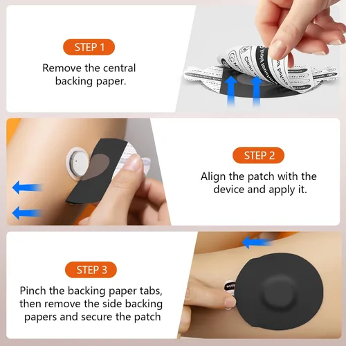Vista 4 de Jinyusega Parches adhesivos para Dexcom G7 - 20 piezas de parches Dexcom G7 impermeables, con pestaña de fácil desprendimiento y respaldo 10#