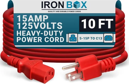 Vista 40 de IronBox Electric - Cable de Alimentación de Servicio Pesado 5-15P a C13 - Cable PC SJT 14/3 de 3 Clavijas 15A 125V - Cable para Computadora