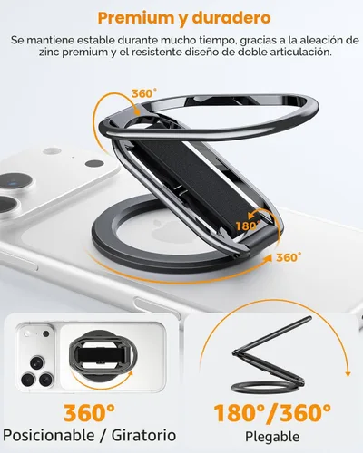 Vista 5 de SUPERONE Soporte MagSafe para teléfono MagSafe compatible con Mag Safe Finger Loop, correa de soporte de anillo de teléfono 4 en 1 para iPhone