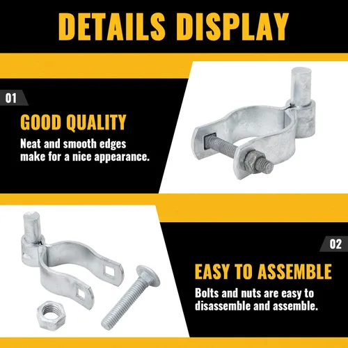 Vista 5 de VIVIDA Bisagra de puerta de enlace de cadena de 1-3/8", bisagra de poste macho galvanizado, para poste de diámetro exterior de 1-3/8", herrajes