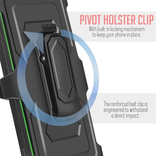 Vista 5 de Funda diseñada para Samsung Galaxy A02S, con protector de pantalla integrado, soporte giratorio con clip para cinturón, funda protectora de cuerpo