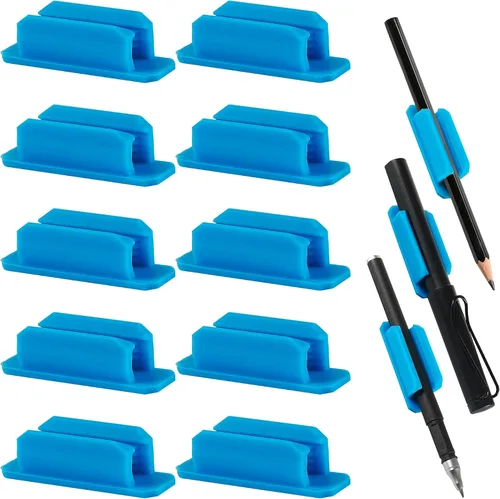 Vista 11 de Paquete de 10 soportes adhesivos para bolígrafos para escritorio, soporte de silicona para aula, accesorios para profesores y estudiantes, Negro