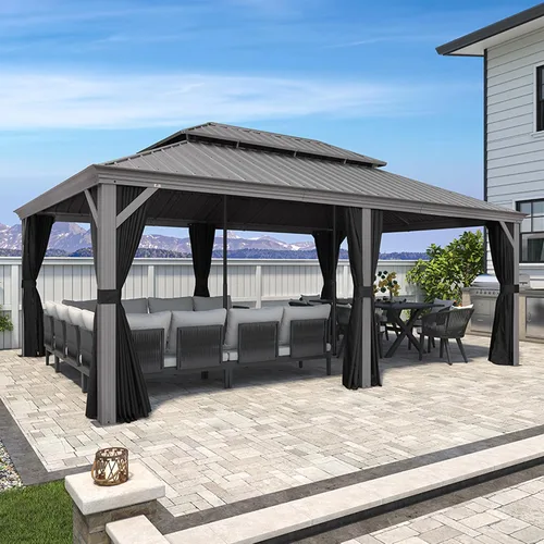 Vista 45 de PURPLE LEAF - Gazebo para exteriores de 10 x 12 pies, con sistema de drenaje