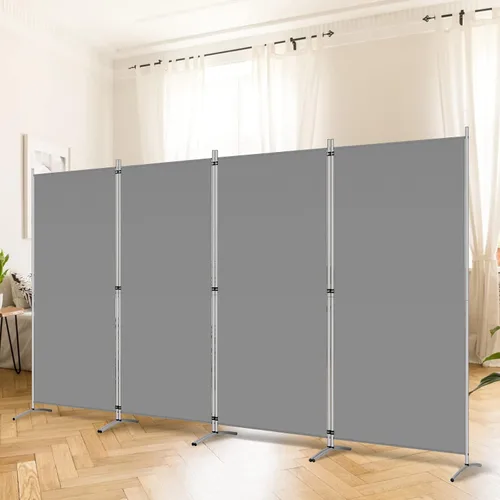 Vista 16 de RANTILA Divisor de habitación de 4 paneles, pantalla de privacidad plegable de 6 pies con pies anchos, partición independiente para separación