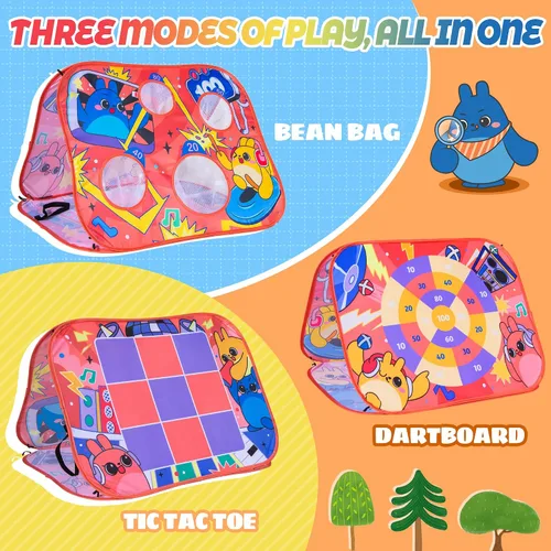 Vista 9 de Giant 3 in 1 Bean Bag Toss Game for Kids, Toddler Outdoor Toss Toys for 2 3 4 5 6 7 8 Year Old Boys Girls, Family Party Supplies, Cornhole Party
