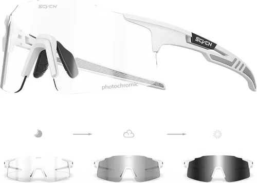 Vista 8 de SCVCN Gafas de ciclismo fotocromáticas deportivas para hombres y mujeres, gafas de sol para bicicleta MTB, protección UV400, marco TR90
