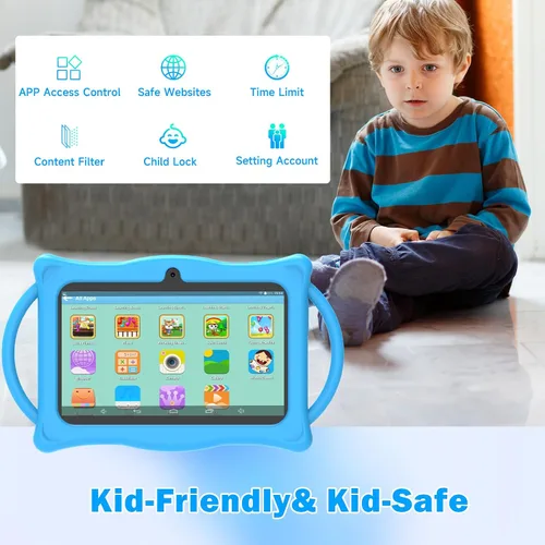 Vista 4 de Tablet Android Kids de 7 pulgadas, Tablets para Niños, 4 GB de RAM 32 GB ROM Quad Core Tablet para niños pequeños con funda a prueba de golpes