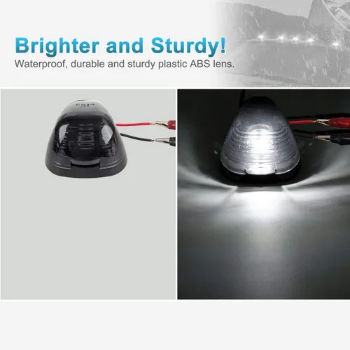 Vista 6 de Partsam 5X Luces de techo de cabina con lente ahumada negra y luces LED blancas, compatibles con Ford F150 F250 F350 F450 F550 F650 F750 E150 E250