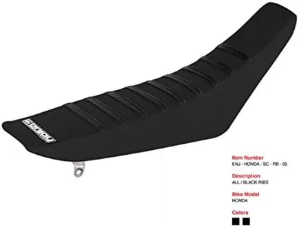 Vista 2 de Enjoy Mfg Funda de asiento compatible con Honda 2004-2009 CRF 250 CRF250 - All Black/Black Ribs #53