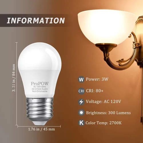 Vista 11 de Bombillas de 25 W equivalentes a bombillas LED A15 E26 de 3 W, color blanco suave, 2700 K, bombillas de bajo vatio, para el hogar, dormitorio