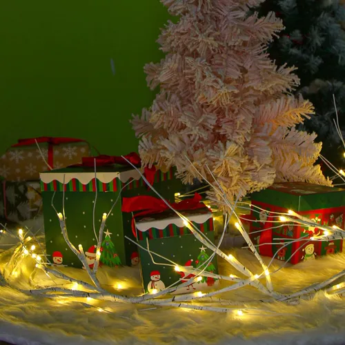 Vista 3 de SULOLI Guirnalda de abedul de Navidad con luces de 6 pies, funciona con 48 LED, funciona con pilas, ramita iluminada con temporizador para Navidad