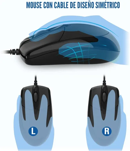 Vista 5 de EDJO - Combo de teclado y mouse con cable, teclado ergonómico de tamaño completo para computadora con reposamanos y mouse óptico con cable