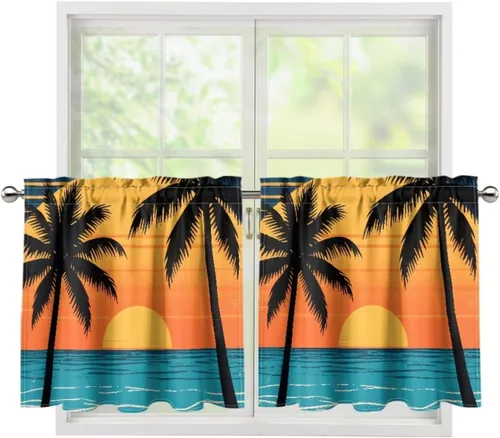 Vista 74 de God Bssing You Tier Curtains for July 4Th 2026 27.5x24 2 Panels Light Filtering Half Window Rod Pocket for Kitchen/Bathroom