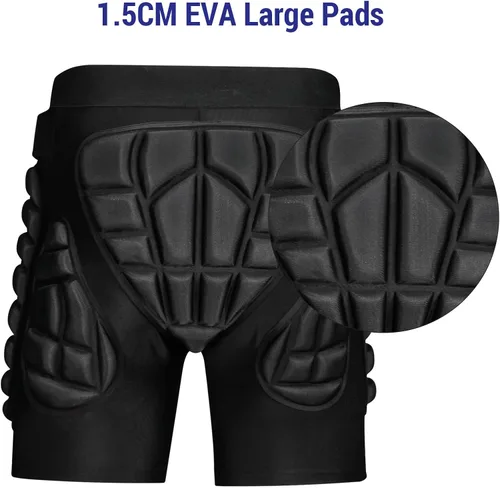 Vista 3 de Lixada Pantalones cortos acolchados protectores 3D para snowboard, patinaje, esquí