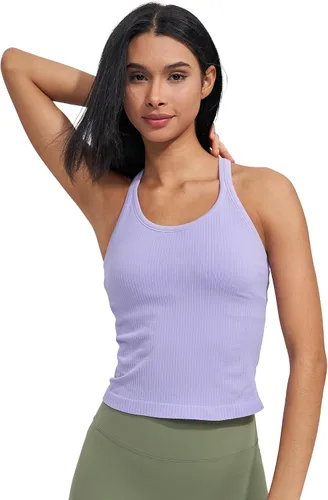 Vista 12 de sphinx cat - Camiseta corta de entrenamiento para mujer, camiseta sin mangas, acanalada, con espalda cruzada y brasier integrado