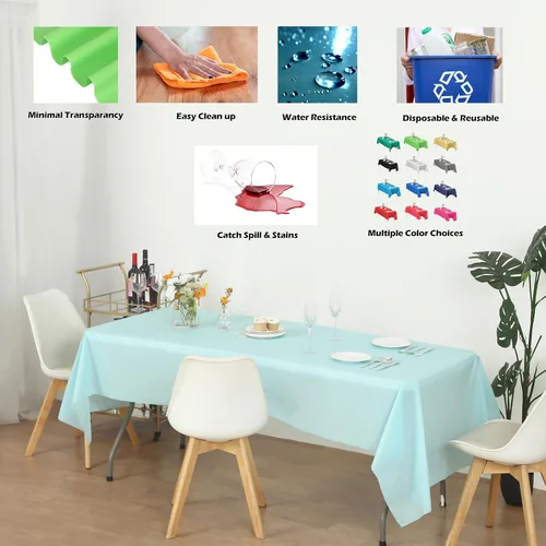 Vista 2 de Evershine Caja de 48 manteles de plástico resistentes a granel de 54 x 108 pulgadas para mesa de plástico (rectangular)