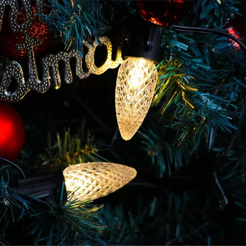Vista 5 de Paquete de 25 bombillas LED C9 de repuesto para Navidad, bombillas LED C9 inastillables de 0.6 W para tira de luces de Navidad, base intermedia E17