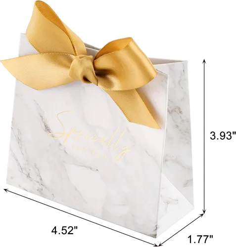 Vista 3 de Yoption 50 cajas de regalo de boda, pequeñas bolsas de regalo de agradecimiento, cajas de dulces con lazo dorado, boda, despedida de soltera, fiesta