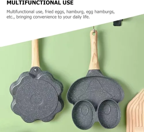 Vista 4 de Hemoton Sartén para tortilla de huevo para desayuno, sartén con forma de corazón para panqueques con asa, adecuada para estufa de gas y utensilios