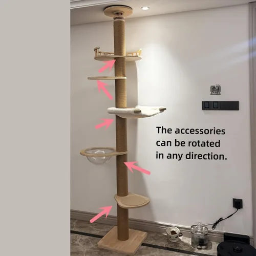 Vista 4 de Árboles para gatos de piso a techo para gatitos y gatos grandes con cuerda natural, árbol alto para gatos hasta el techo, altura ajustable de 82-112